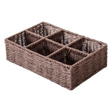 Block Mart 藤編收納籃 6格, 1個, 深棕色
