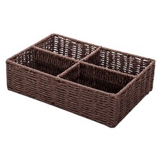 Block Mart 藤編收納籃 4格, 1個, 深棕色