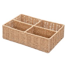 4 個藤製收納籃, 1個, 棕色