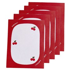 Maket Gamseong 可愛櫻桃熊便條紙, 50張, 櫻桃圓形, 5個