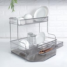 4BNK 全不鏽鋼碗盤瀝水架, 銀色, 2層, 1個