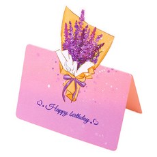 Maket Gamseong 立體花束迷你卡片, 薰衣草 生日, 100個