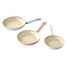 摩登小屋 電磁爐適用 Sugar Cook 陶瓷塗層平底鍋3件組, 1套, 混和色, 平底鍋 20cm + 24cm + 28cm