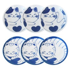 Bueokdaom Mikedora 貓咪小碟子 10cm 2款 x 3p 組, 混合色, 1套, 小碟子 Mike 3p + Dora 3p