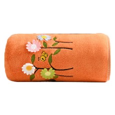 Sonio 獨特花朵柔軟浴巾 70 x 140 cm, 01 橘色, 1個