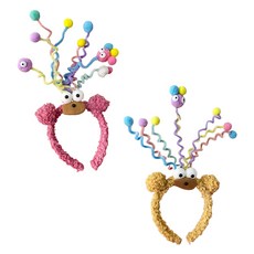 Yums 泰迪熊毛絨彈簧髮箍2件組, 1套, 棕色, 粉紅色