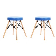 파파가구 센스보조 화장대 인테리어 카페 다용도 스툴, 블루, 2개