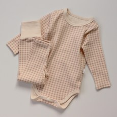 PEEKABOO Check Check嬰兒長袖格紋包屁衣+長褲套裝