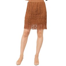 dancedome 4層流蘇裙 LDS12400, 棕色