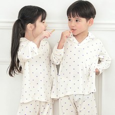 Maykids 幼童/大童透氣柔軟圓點莫代爾睡衣上下套裝