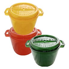 sceller 圓形軟糖色雙柄透明保鮮盒 900ml 3色組, 1組, 保鮮盒(綠色+紅色+黃色)