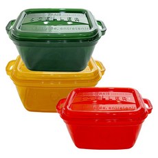 sceller 軟糖色雙柄透明保鮮盒 1000ml 3色組, 1組, 保鮮盒(綠色+紅色+黃色)