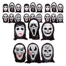 Kiditem 驚聲尖叫骷髏面具頭套 隨機出貨 24入組, 1個, 黑色