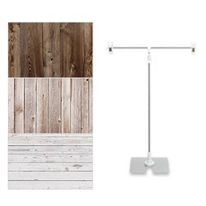 DAEHAN 道具拍攝圖案雙面背景紙3種 + T字支架套組, 1套, 木紋(背景紙)