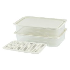 EASY&FREE Light Keep 冷凍庫整理分裝盒 大 3000ml x 2入 + 瀝水籃組合, 1套, 3入