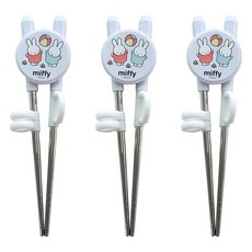 米飛兔不鏽鋼學習筷, 白色, 3個