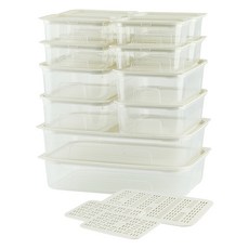 EASY&FREE Light Keep冰箱收納保鮮盒組, 白色, 保鮮盒 400ml 8入+1250ml 4入+3000ml 2入+瀝水盤(M) 2入+瀝水盤(L), 1組