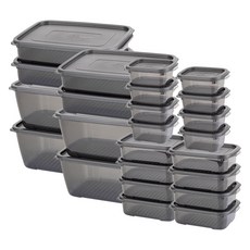 EASY&FREE Black Keep Edition冰箱收納保鮮盒全組 24入組, 290ml 8入+750ml 8入+1.7L 4入+3L 4入, 1組