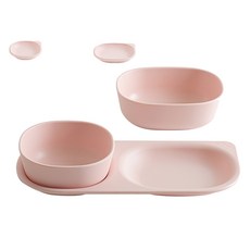 TACKAON 嬰幼兒用方形Ecogen嬰幼兒兩格餐具組, 兩格餐盤組, 粉紅色, 1套