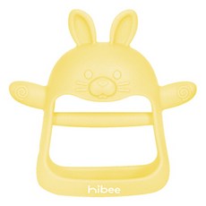 hibee 嬰幼兒兔子咬咬矽膠手套型手腕固齒器, 1個, 起司黃, 單品