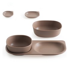 TACKAON 幼兒用方形Ecogen幼兒2格餐具組, 2格餐盤組, 棕色, 1套