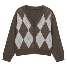 applepink 女童菱格紋針織開襟衫 APK7S506