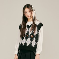 applepink 女款愛心小熊菱格紋針織背心 APK7S511