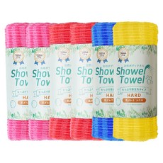 SPERANZA 베이직 하드 바디타올 세트, 레드, 핑크, 블루, 옐로우, 6개입, 1세트