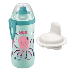 NUK First Choice矽膠吸嘴運動水壺+替換鴨嘴組, 章魚, 300ml, 1組
