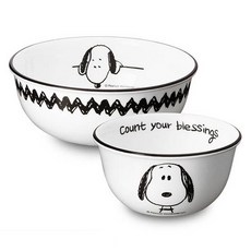 Corelle Brands 康寧餐具 Snoopy & Charlie 韓式餐具組, 白色 + 黑色, 飯碗 + 湯碗