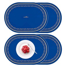 Welllive 鉑金矽膠餐墊, 4個, 43 x 30 x 0.1 cm, 金藍色