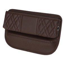 Benauto 菱格紋皮革縫隙收納側袋, 1個, 棕色