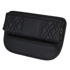 Benauto 菱格紋皮革縫隙收納側袋, 1個, 黑色