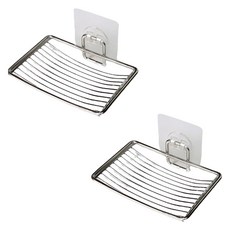 스텐톡 무타공 스텐 비누받침, 실버, 2개