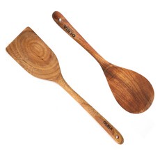 올비아 원목 웨루 뒤집개 중 + 주걱 세트, 혼합색상, 1세트
