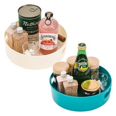 야무진 바구니형 회전트레이, 화이트, 블루, 1세트