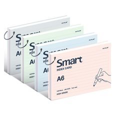 Withna 智慧 A6 索引卡 100張 4款 23-5648, 粉紅色 + 綠色 + 藍色 + 灰色, 1套