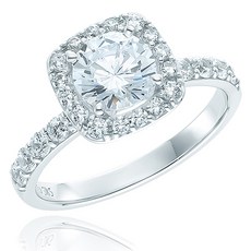 로이드 여성용 18K 다이아몬드 1.576ct 스퀘어 헤일로 반지 LRD24053D