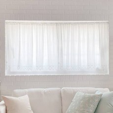 DECOTONIK Blanche蕾絲短窗簾, 米白色