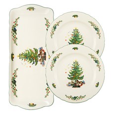 셀트만바이덴 마리 루이스 크리스마스 디저트 접시 세트 C, 1세트, 직사각그릇 + 원형그릇 20cm 2p, 혼합색상