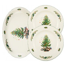 SeltmannWeiden Marie Luise Christmas聖誕樹造型橢圓餐盤+圓形餐盤 20cm 2入組, 1組, 混色