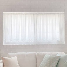 DECOTONIK Blanche 蕾絲半腰窗簾, 米白色