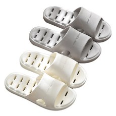 Musikine The Soft 排水防滑浴室拖鞋 2件組, 象牙白 1入+灰色 1入, 1個