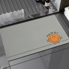 comet Home 可水洗矽藻土腳踏墊, 1個, 灰色笑臉款