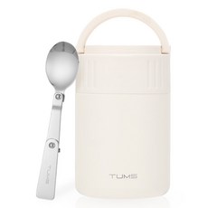 TUMS MILD食物罐 + 折疊湯匙組, 奶油白, 1套