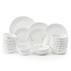 Corelle Brands 康寧餐具 Green Delight 6人份韓式基本餐具組 21件組, 混合色, 飯碗 6p + 湯碗 6p + 醬料碟 4p + 圓形小碟 2p + 圓形中碟 2p + 圓形大碟, 1套
