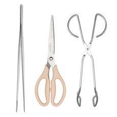 벨라쿠진 요리 핀셋 집게 + 주방가위 + 다용도 삼각집게 세트, 혼합색상, 1세트