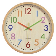 Luaz 室內裝飾靜音圓形指針式木質掛鐘 30cm, 多彩