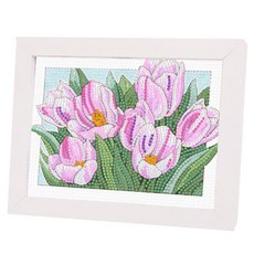 데이소이 데스크 액자 풍경 보석십자수 DIY 세트 23 x 18 cm, TYPE 10 하얀튤립, 1세트