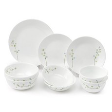 코렐 그린딜라이트 2인 한국형 실속 식기 세트 9p, 공기 2p + 대접 2p + 앞접시 2p + 원형소접시 2p + 원형중접시, 혼합색상, 1세트